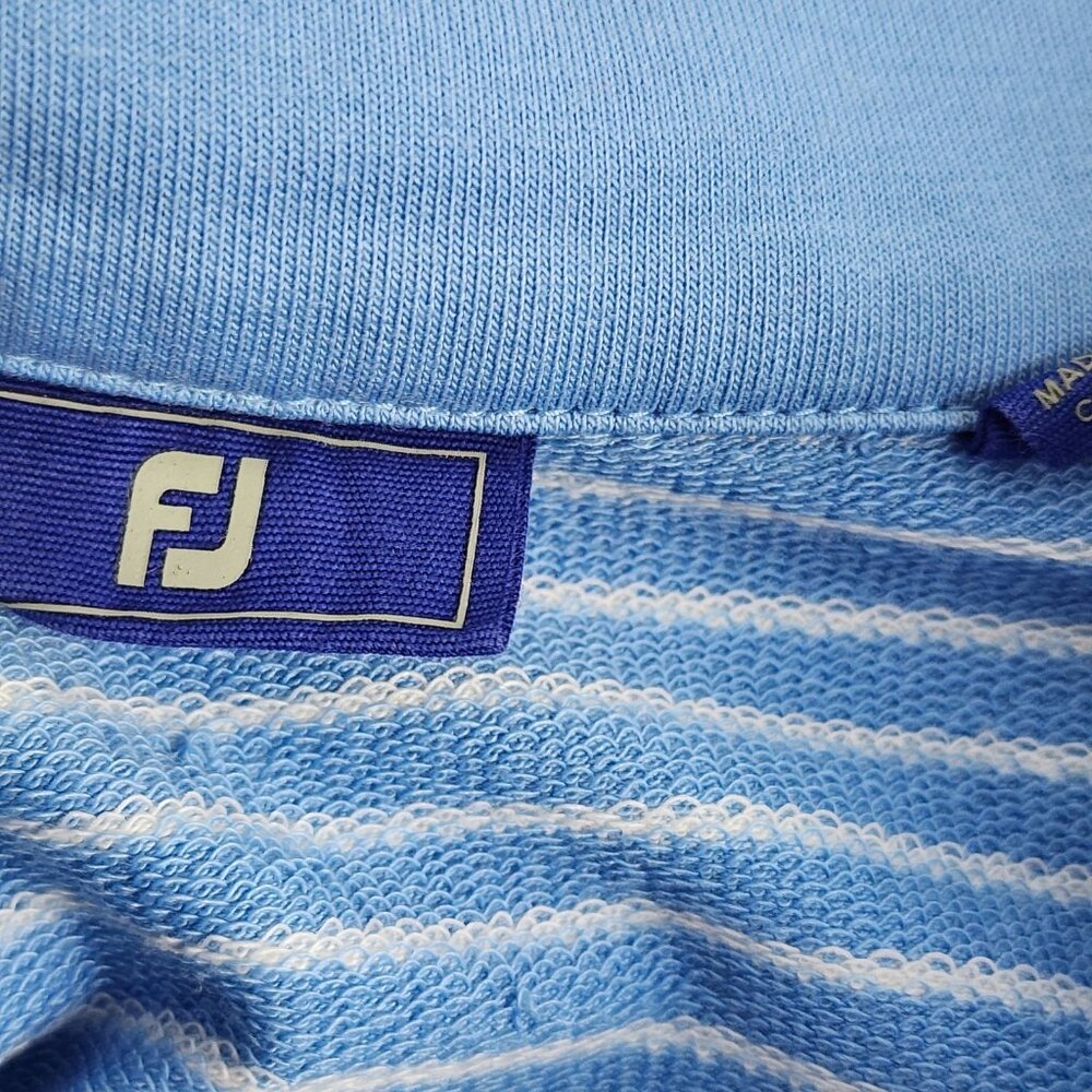 Footjoy Pullover Mens Large Blue White L/S Golf 1/4 Zip Mock Neck - Picture 3 of 7